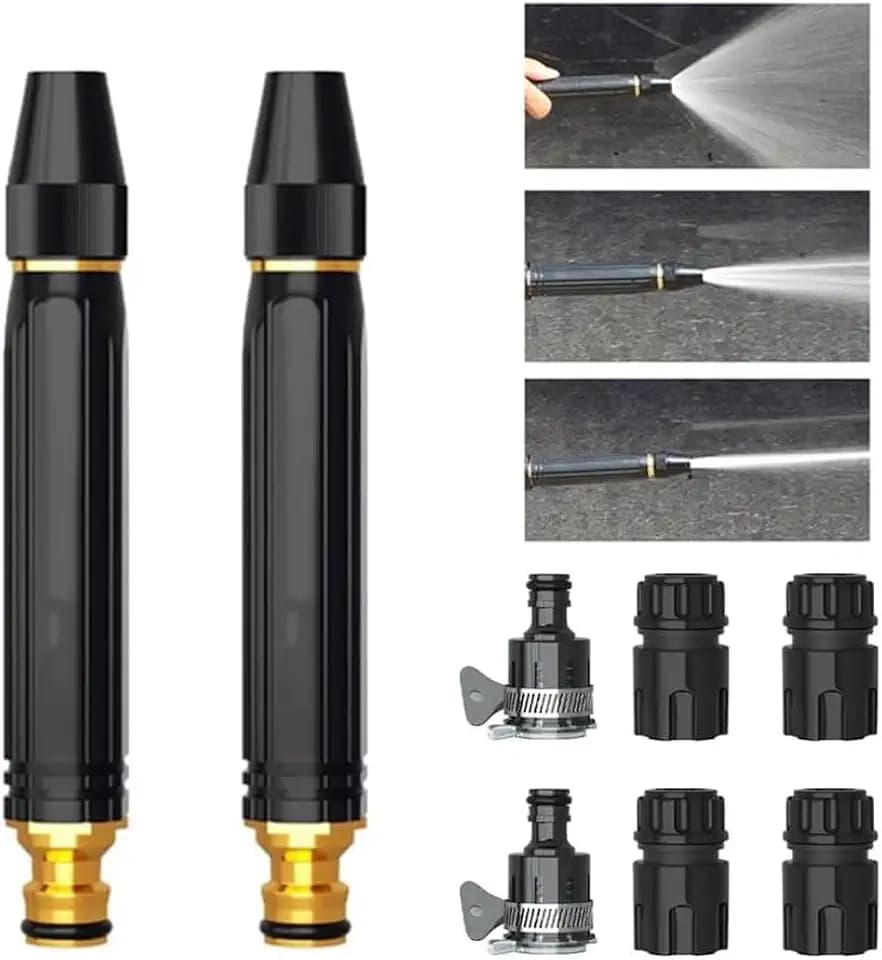 2pcs Heavy Duty High Pressure Hose Nozzle, Home High Pressure Car Wash Water Gun, Pressure Car Wash Water Gun with Booster Nozzle And Hose, Pressure Washer Hose Attachment for Plant Watering Lawn Car