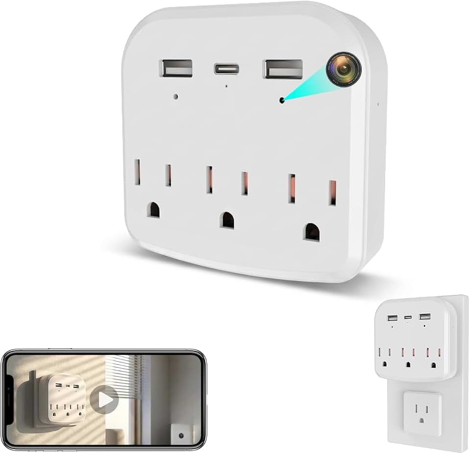 1080P Hidden Camera Wall Plug with Motion Detection, WiFi Spy Camera for Home Security, Wireless Nanny Cam for Baby Monitor & Pet Camera, Remote Viewing Indoor Security Camera with SD Card