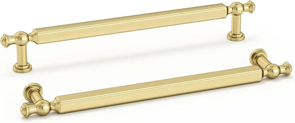 Haliwu 10 Pack 6-5/16" Gold Cabinet Pulls for Kitchen Solid Zinc