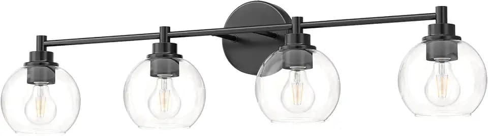 VONLUCE 4 Light Bathroom Vanity Light Fixtures, Black Finish