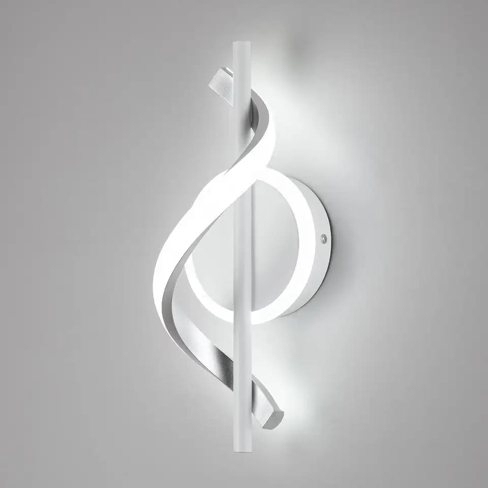 EIDISUNY LED Wall Sconces Indoor, 12W LED Wall Lights, Modern Spiral Wall Lamp, 6000K Cold White Wall Mount Light Fixture for Stairs Living Room Bedroom Aisle Hallway (Cool White, White)