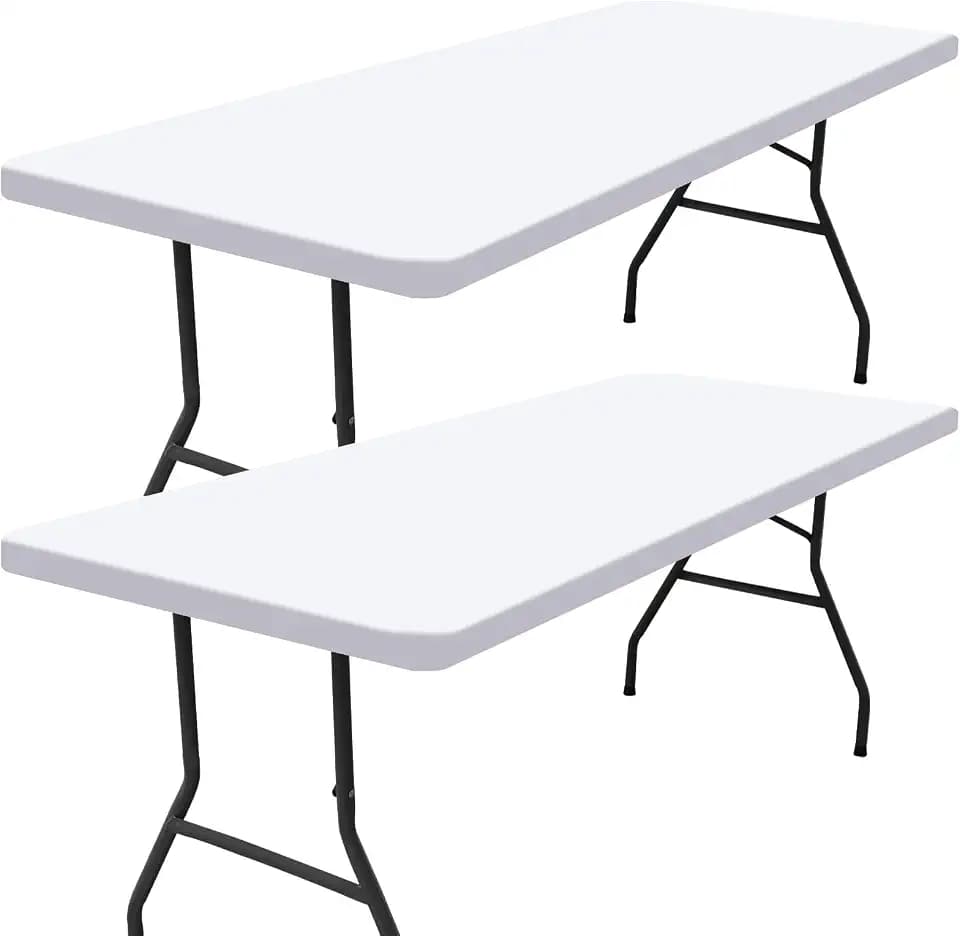 Smiry 2 Pack Rectangle Picnic Table Cloth, Waterproof Elastic Fitted Tablecloths, Washable Polyester Rectangular Patio Table Cover for Camping, Indoor and Outdoor (White, 30"x72")