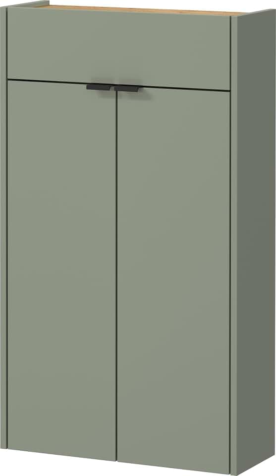 Germania Schuhschrank 1397-629 GW-Ameca, in Taupegrün/Eiche, geringe Tiefe, optimal für schmale Flure, 56 x 97 x 22 cm (BxHxT)