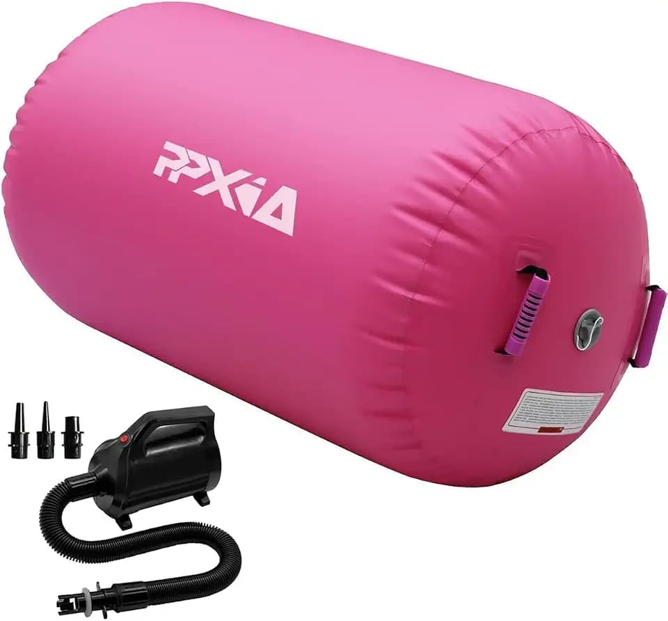 Air Roll Aufblasbare Roller, Gym Air Barrel Luft Rollen Gymnastic Zylinder, Gymnastikmatte Tumbling Matte Yoga Roll mit Pumpe für Training