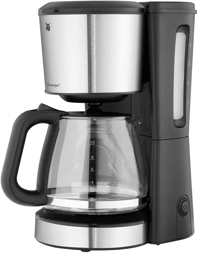 WMF Bueno Filterkaffeemaschine 10 Tassen – elegante Kaffeemaschine aus Edelstahl mit 1,25 l Glaskanne und Tropfstopp, Warmhalteplatte, Schwenkfilter und Abschaltautomatik, für stilvollen Genuss