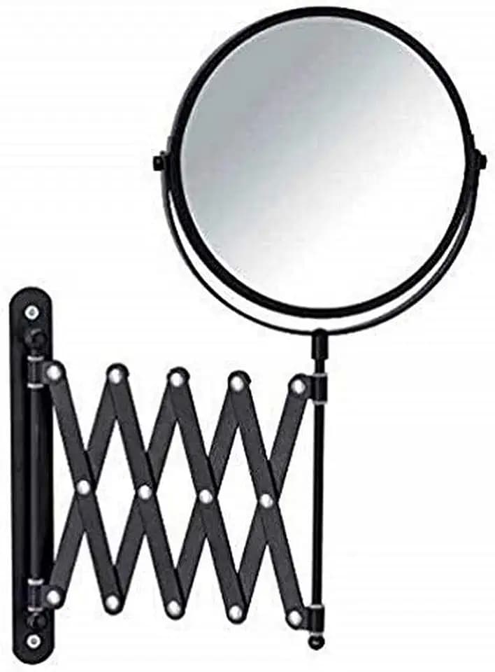 WENKO Kosmetik-Wandspiegel Teleskop Exclusiv, 3-Fach Vergrößerung, Ø 16 cm 100%-Spiegelfläche, Stufenlos ausziehbar, Höhenverstellbar, 19 x 38,5 x 50 cm, Schwarz
