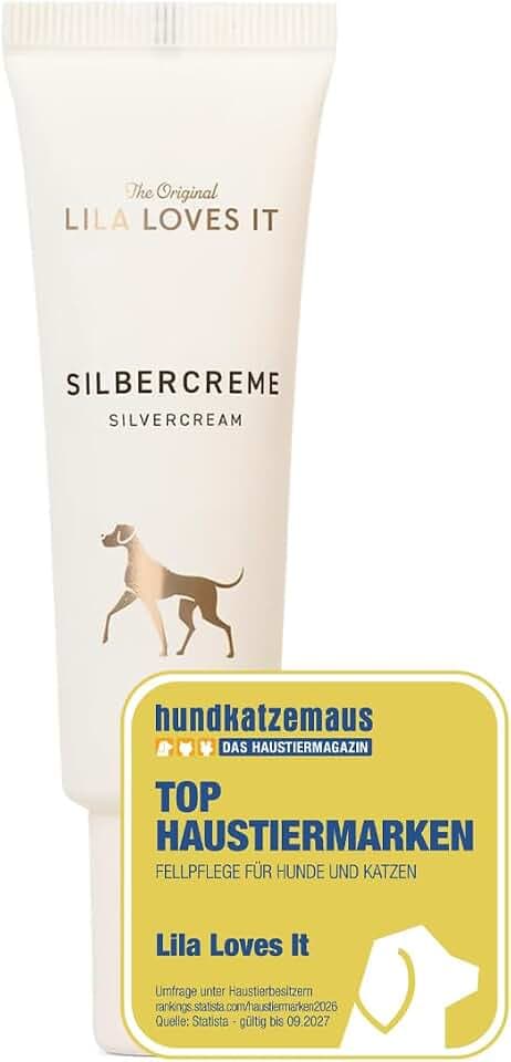 LILA LOVES IT Silbercreme für Hunde – Akutpflege mit Aloe Vera, Shea Butter und Mikrosilber, nanofrei, beruhigt und pflegt gereizte Hundehaut intensiv, SILVERCREAM, 30 ml