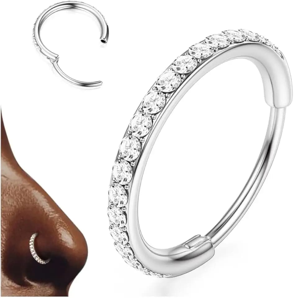 G23 Titan 16/18/20G CZ Nasenring Nasenpiercing Ring Creolen Conch Piercing
