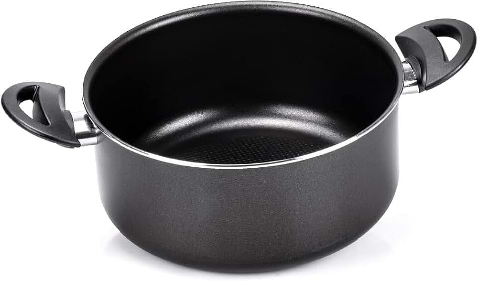 Moneta Gea Kochtopf mit 2 Griffen, 24 cm, Aluminium, 100% recycelt, für jede Kochplatte inklusive Induktion, hergestellt in Italien, Schwarz