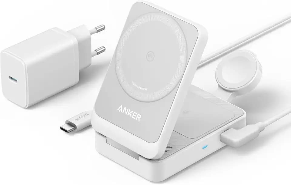 Anker MagGo 3-in-1 Ladestation Qi2 15W mit Apple Watch Ladegerät