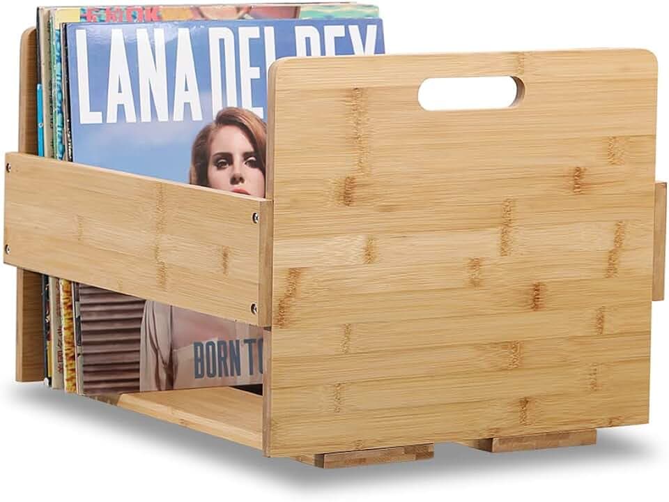 Artliving Schallplatten-Aufbewahrungskiste aus Bambus – Album-Aufbewahrungsbox für Vinyl-Schallplatten – für bis zu 80 LPs, Alben – Desktop-Organizer für Zeitschriften und Akten – Zuhause oder Büro