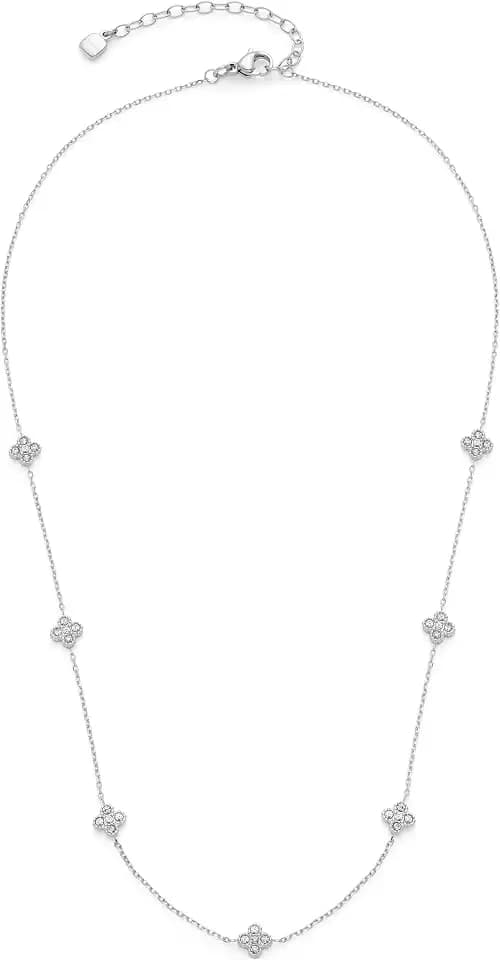JEWELS BY LEONARDO Halskette Ciao Lisette • Hals-Schmuck aus silberfarbenem Edelstahl • sieben feine blütenförmigen Zirkonia-Elementen • 42-47 cm Länge • Schmuck Geschenk für Frauen • 025743