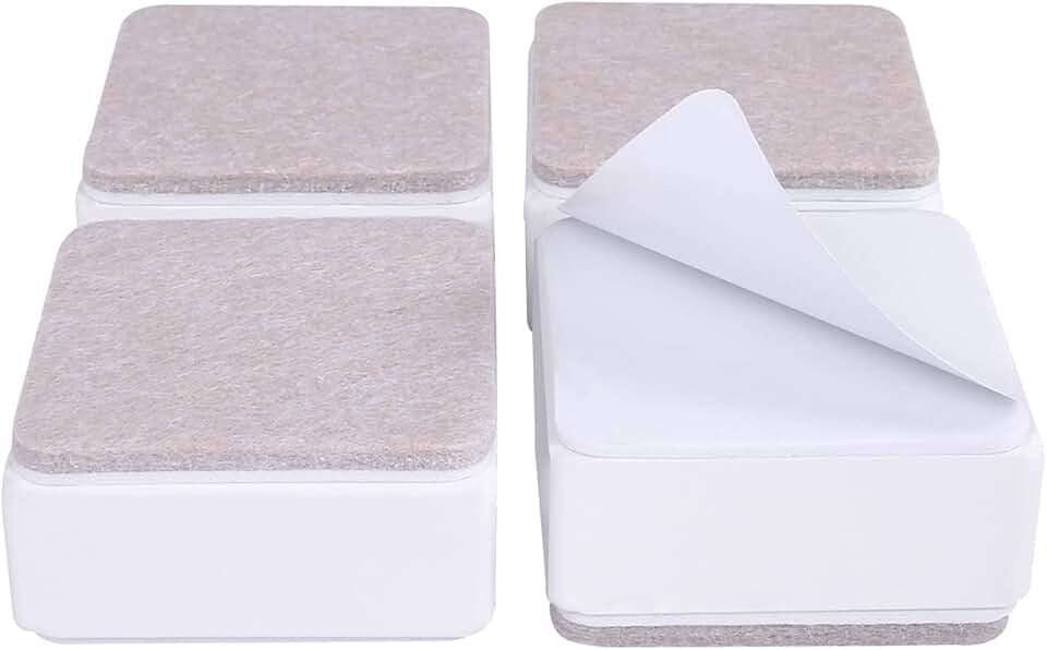 Ezprotekt 1,2" Höhe Möbelerhöhung aus Karbonstahl, 2,36" Durchmesser, Selbstklebende Möbelerhöhung fügt 1,2" Höhe zu Betten, Sofas Schränken, Unterstützt 20.000 lbs, Weißes Quadrat