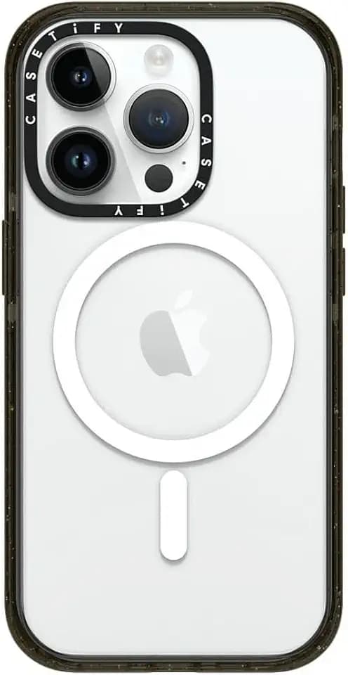 CASETiFY Impact Magsafe Schutzhülle für iPhone 14 Pro [4 x Falltest in Militärqualität/2,5 m Fallschutz] - Transparentes Schwarz