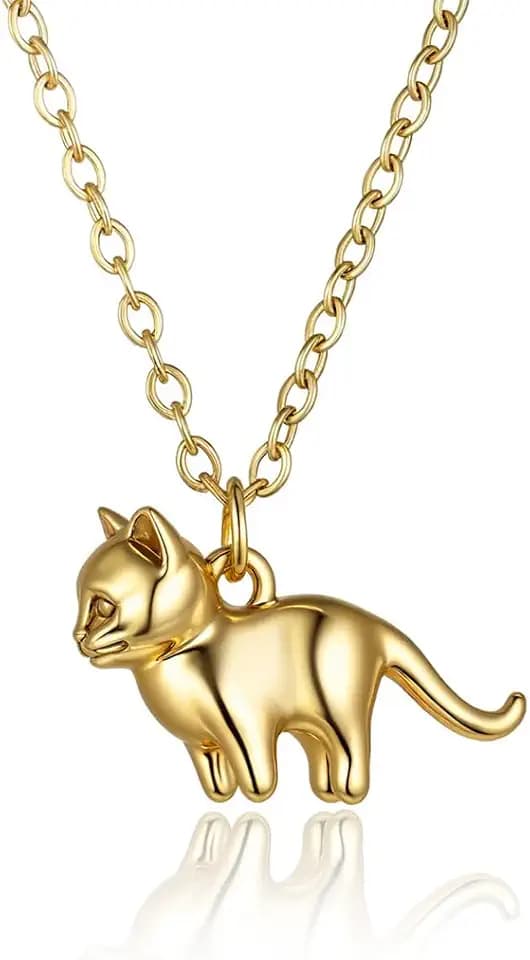 18K Gold Necklace Dainty Necklace for women with 3D Carving Statement Necklace Necklace Guardian Angel Cute Cat Dogs Chickens Pendant Necklace