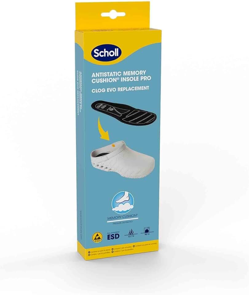 Scholl Solette Antistatiche Pro In Memory Cushion Per Clog Evo Klassisch, Schwarz, 35/36 EU