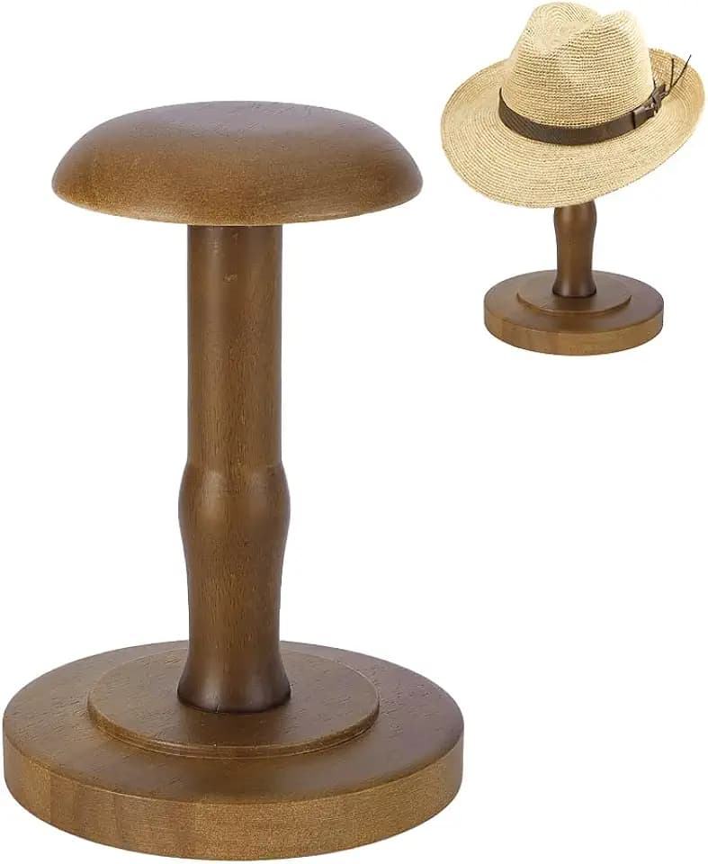 AHANDMAKER Hutständer Aus Holz Für Den Tisch Vintage Stil Kuppelförmiger Huthalter Ausstellungsständer Cap Organizer Und Präsentationsständer Für Fedora Sonnenhüte Strohhüte Perücke 124x230mm