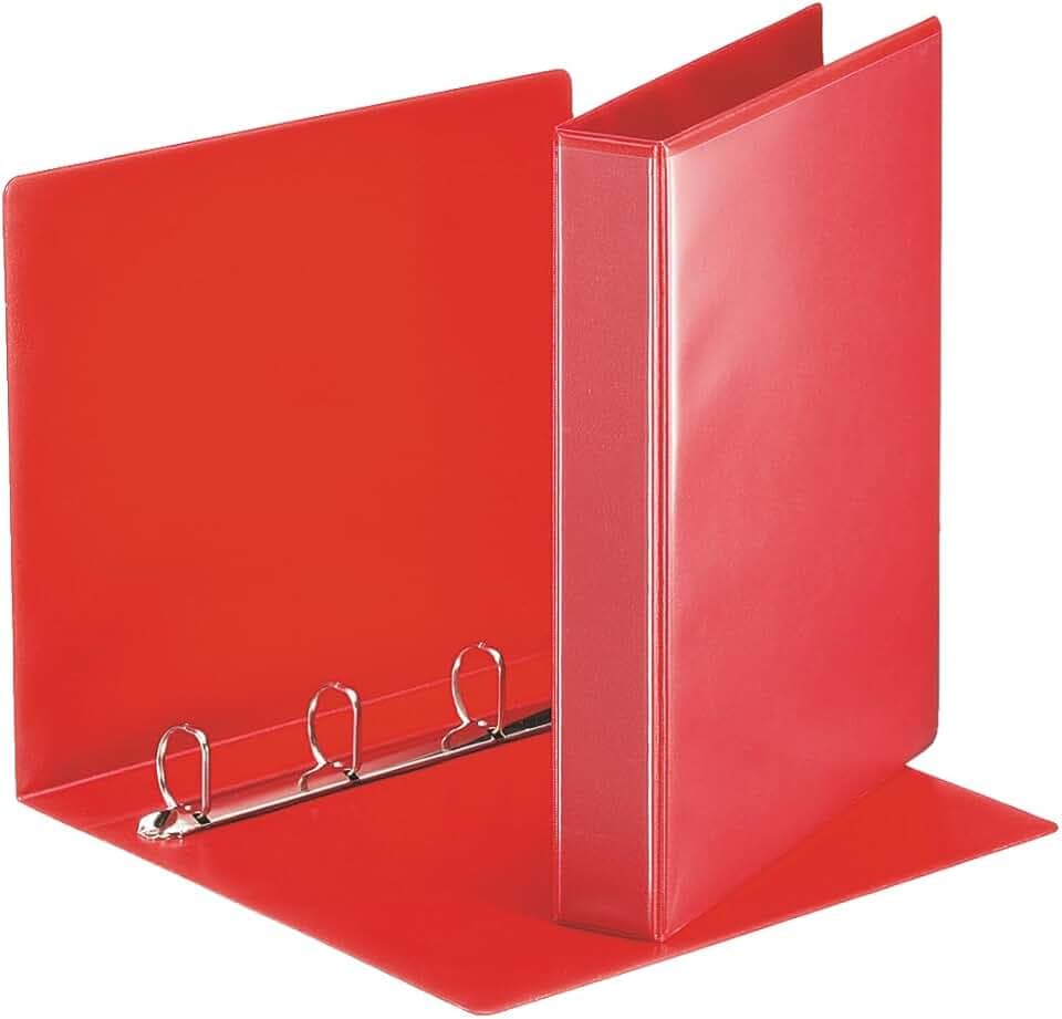 Esselte Präsentationsringbuch A4, 10er Pack, Ringbuch mit 4 D-Ring, 30 mm, Rot, 49713