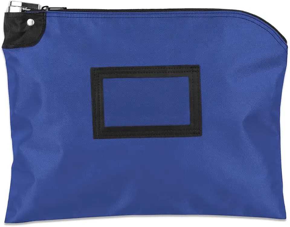BankSupplies Royal Blue 15W x 11H Laminated Nylon Locking Deposit Bag