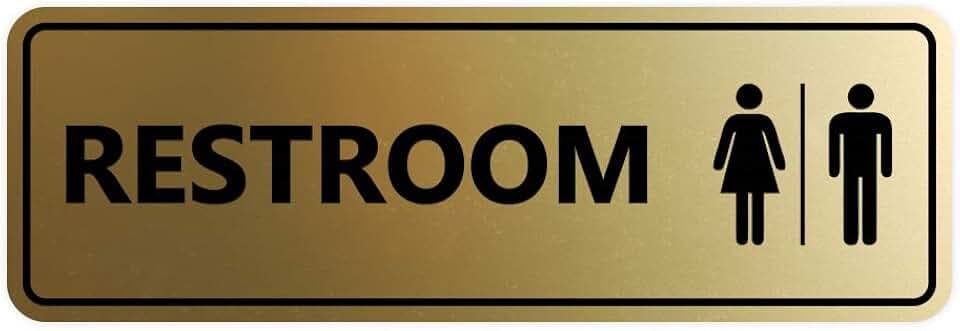 Signs ByLITA Standard All Gender Restroom Sign (Brushed Gold) - Large 2 Pack