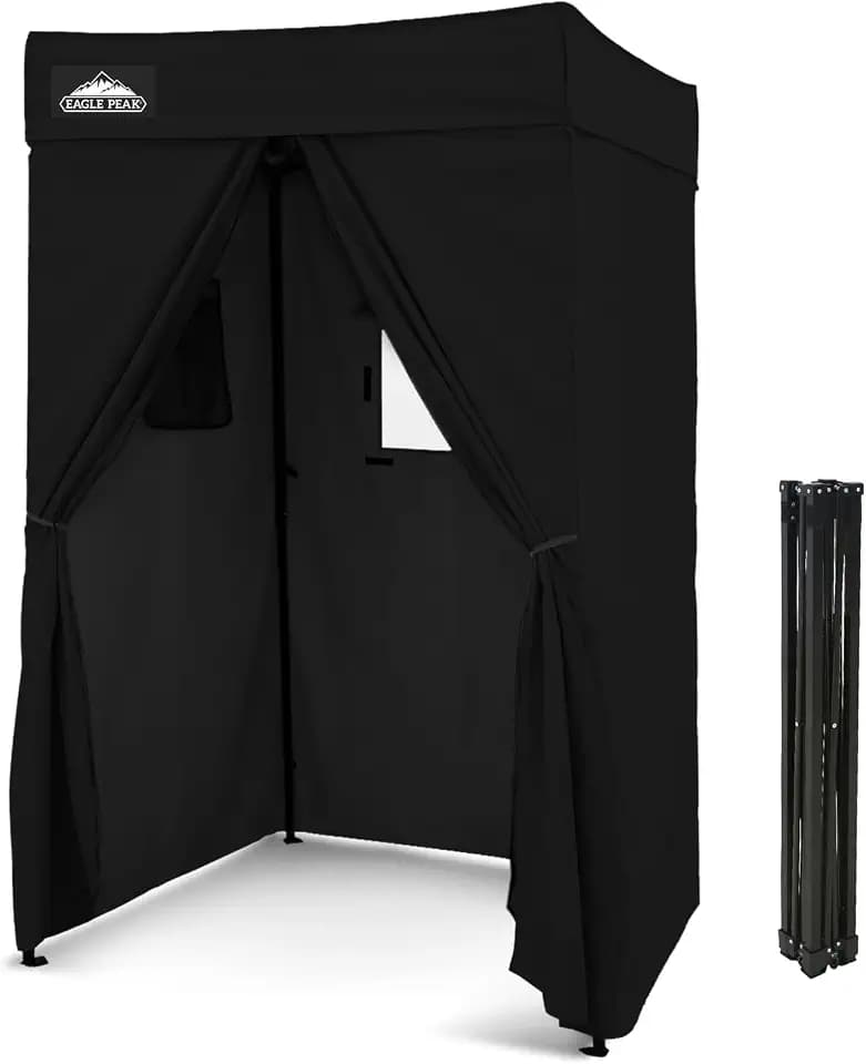 EAGLE PEAK Flex Compact 4x4 Pop-Up-Überdachung, Umkleidekabine, tragbare Privatsphäre Ankleidezimmer für Innenbereich, Mode-Fotoshootings, Camping oder Pool, Schwarz