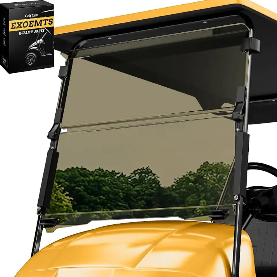 Golf Cart Windshield for EZGO TXT 1995-2013 Gas & Electric, 40.7" W X 28.3" H, 3/16" Thick PC, Foldable Front Windshield with Heavy Duty Hinge, Anti-UV, Impact Resistant, Scratch Resistant