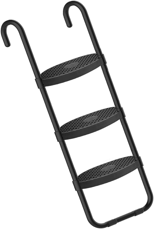 Eurmax USA Universal Trampoline Ladder,240 lbs Capacity,3 Skid-Proof Safety Wide Steps,UV-Resistant Steel Stairs for Kids/Children,Universal Hook Fit,Trampoline Stairs Accessories for Children/Kids