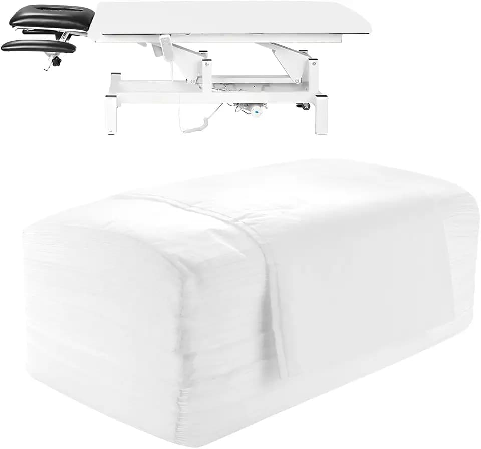200 Stück Einweg Bettlaken, Einweg Massagetisch Bettlaken, Vliesstoff Spannbettlaken Massageliege, Einwegbettlaken für Schönheitssalon, Spa, Krankenhausbetten, Massage, Hotels, 80x180cm (Weiß)