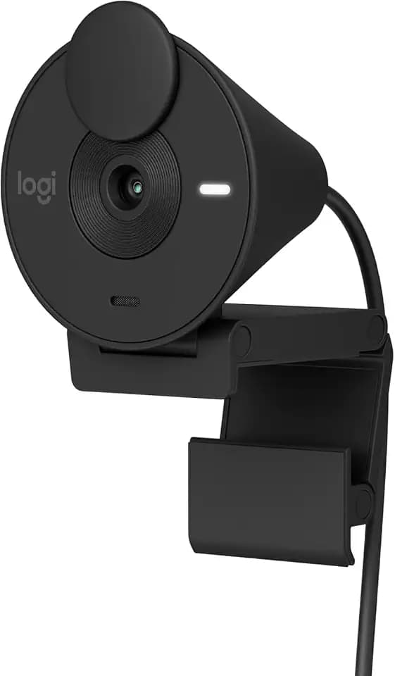 Logitech Brio 301 Full HD Webcam with Privacy Shutter, Noise Reduction Microphone, USB-C, Certified for Zoom, Microsoft Teams, Google Meet, Auto Light Correction - Black (Bulk Packaging)