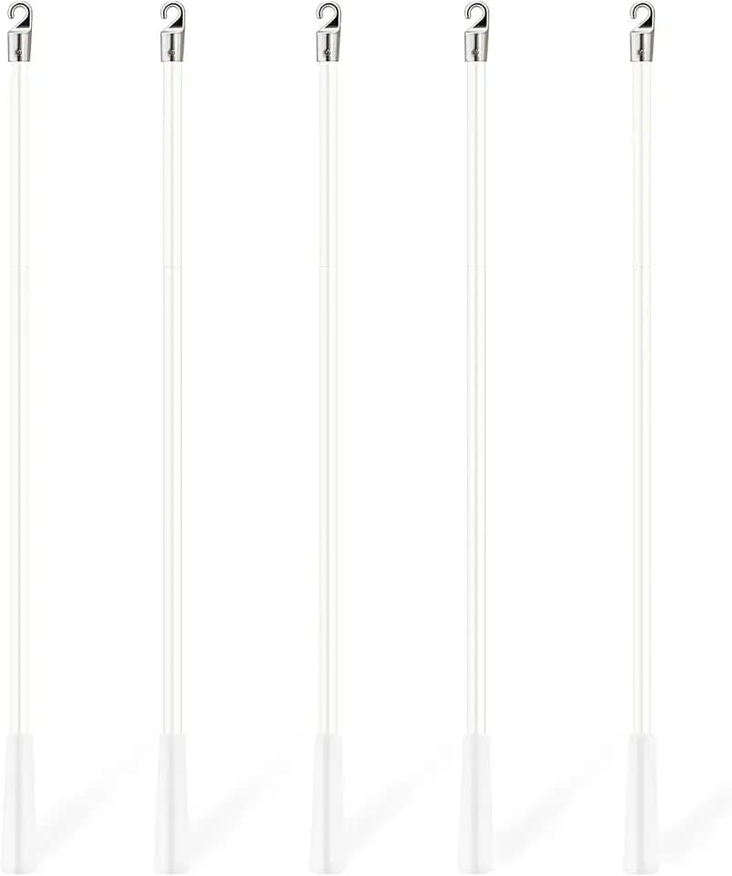 Fiberglass Wands 38 inch 5 Packs for Blinds Extra Long Blind Wand Extender Blind Wand Replacement with Hook for Window Opener Accessory (5, 38 Inch)