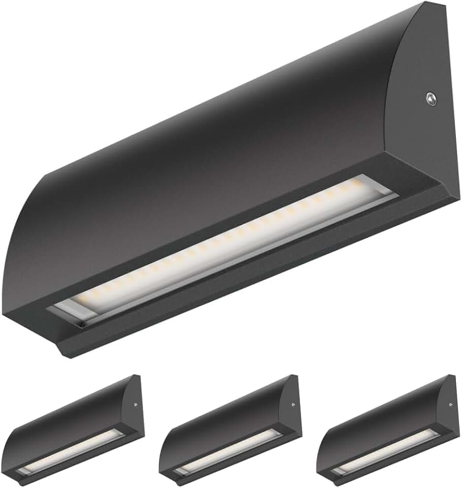 ledscom.de 4x LED Wandleuchte/Treppenlicht SEGIN für außen, IP54, flach, Downlight, schwarz matt, eckig, 6,3 W, 630lm, kaltweiß