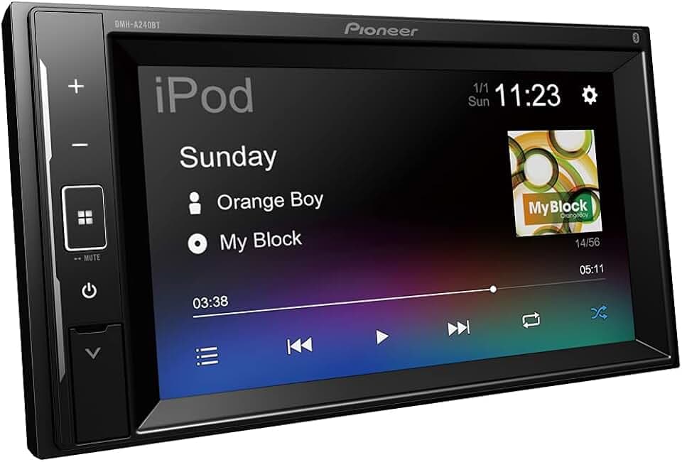 Pioneer DMH-A240BT, 2-DIN-Multimedia Player, Kurze Einbautiefe, 6,2-Zoll ClearType-Touchscreen, Smartphone-Anbindung, USB, Bluetooth, 13-Band-Grafikequalizer