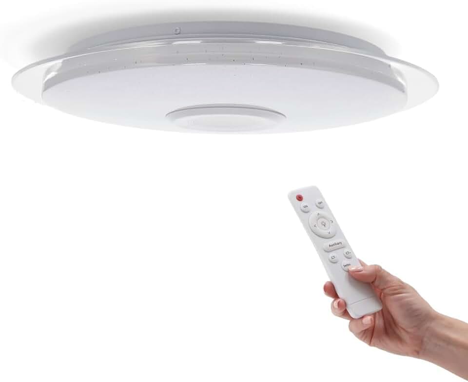 M Ledme - Smart LED Deckenleuchte 30W dimmbar mit Bluetooth Lautsprecher und App-Steuerung - RGB Farbwechsel, Warmweiß/Kaltweiß, Sternenhimmel - Ideal für Kinderzimmer und Schlafzimmer