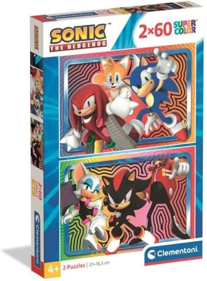 Clementoni Puzzle 2x60 Sonic 120 Stücke - für Kindern 4-6 Jahre