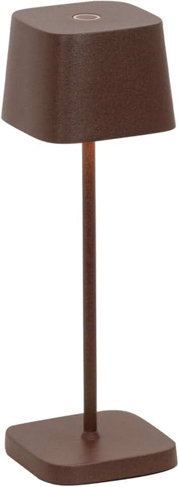 Zafferano, Ofelia Micro Lampe, Kabellose, Wiederaufladbare Tischlampe mit Touch Control, Auch für den Außenbereich Geeignet, Dimmer, 2200-3000 K, Höhe 20 cm, Farbe Corten