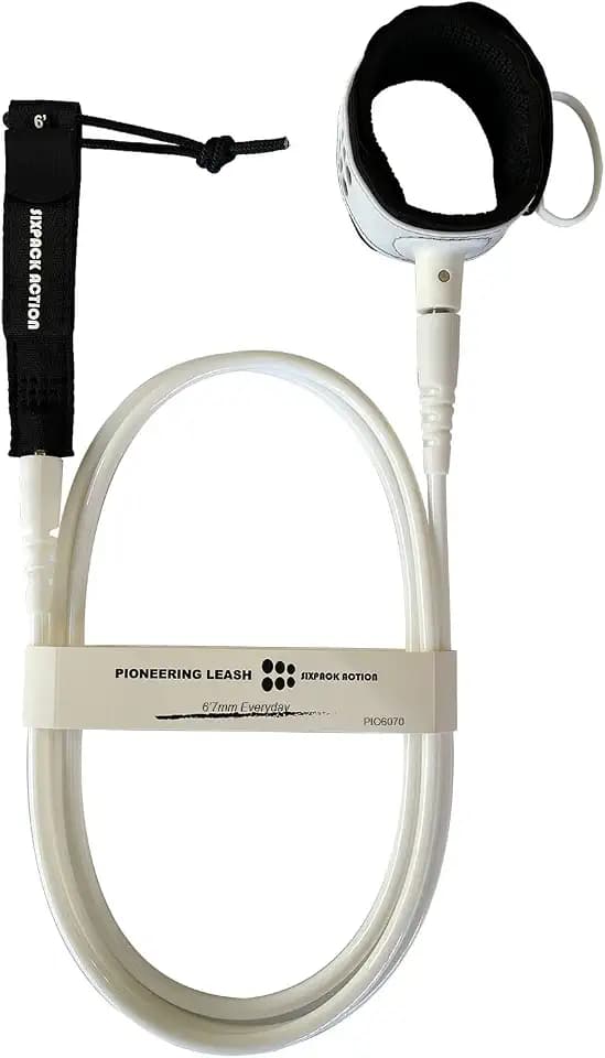 SIXPACK ACTION Pioneering Surf Leash, 5ft/6ft/7ft/8ft/9ft Comp Pro Surfboard Leash with 360-Degree Integral Molding Cuff Providing Maximum Durability, Flexibility and Comfort