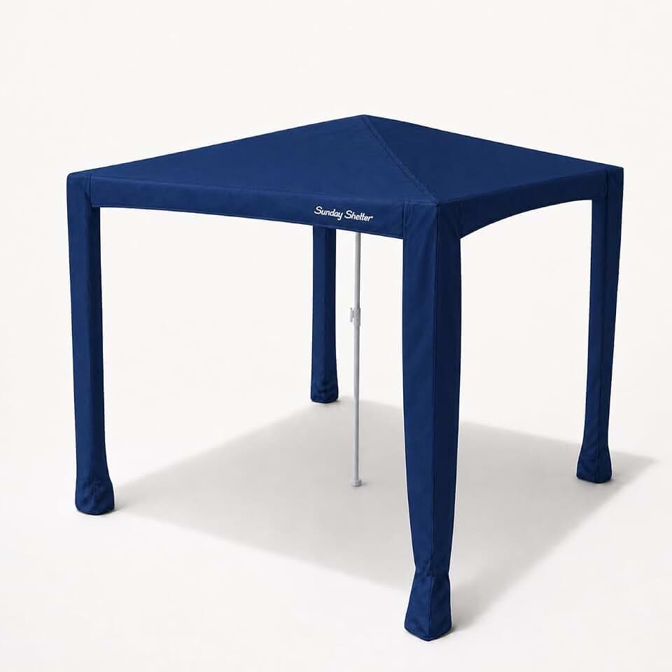 Sunday Shelter Beach Cabana Shade Canopy, UPF 50+ Beach Shade (Solid Navy, 6' x 6')