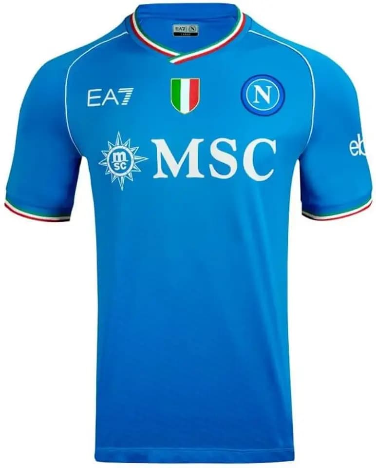 SSC Napoli Renntrikot, EA7, dreifarbiges Wappen, technischer Stoff Dry Touch, 2023/2024