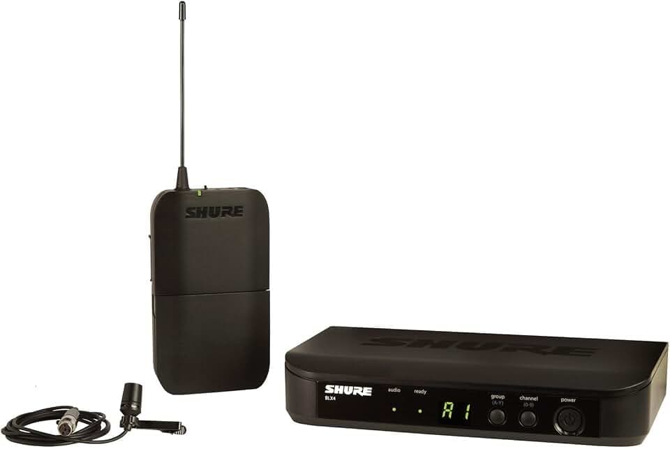 Shure BLX14/CVL Lavalier Audio System H9 Band (512–542 MHz) – BLX4 Receiver, BLX1 Bodypack & CVL Clip-On Lavalier Mic, Up to 14 Hr Battery, 300 ft Range