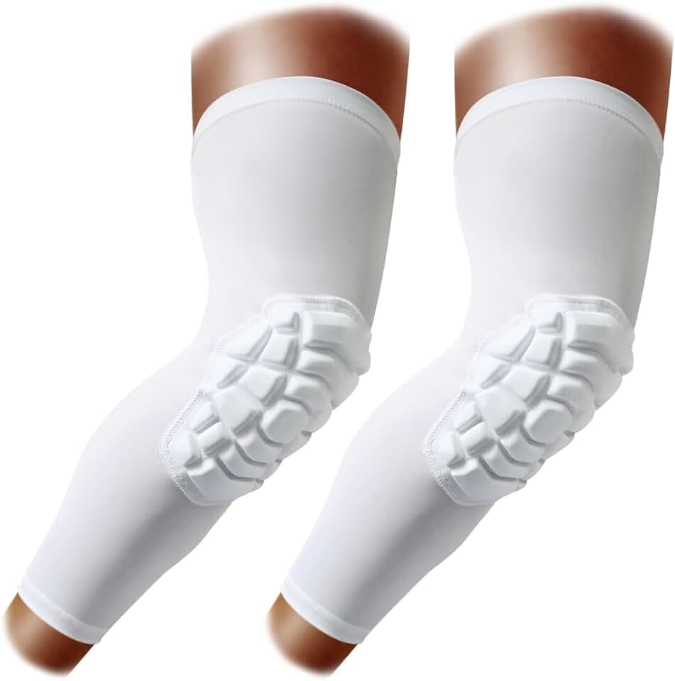 Knee Pads Wrestling Knee Sleeve Compression Leg Sleeves for Volleyball Basketball, Knee Compression Sleeve for Youth and Adult(White_S_2 Pcs)