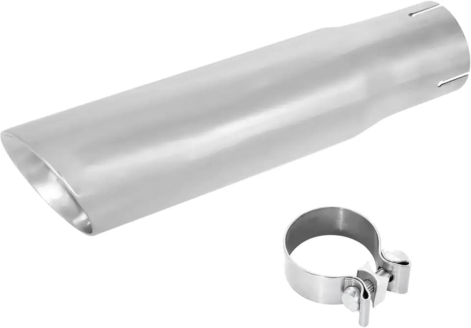 3"Exhaust Tip 3"Inlet 4"Outlet 12"Length Polish Stainless Steel, Universal Exhaust Tip Double Wall Slant Cut with Clamp for 3"Outside Diameter Exhaust Tailpipe (3"ID to 4"OD 12"Long)
