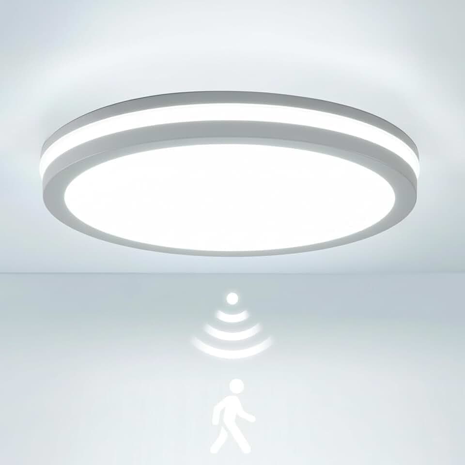 LEZOE LED Deckenlampe mit Bewegungsmelder IP65 Wasserdicht, 24W/30W 4500lm 150(Lm/W) Sensor Radar Deckenleuchte 3000K/4000K/6500K Feuchtraumlampe Ideal für Bad, Garage, Keller, Balkon, Diele Ø26cm