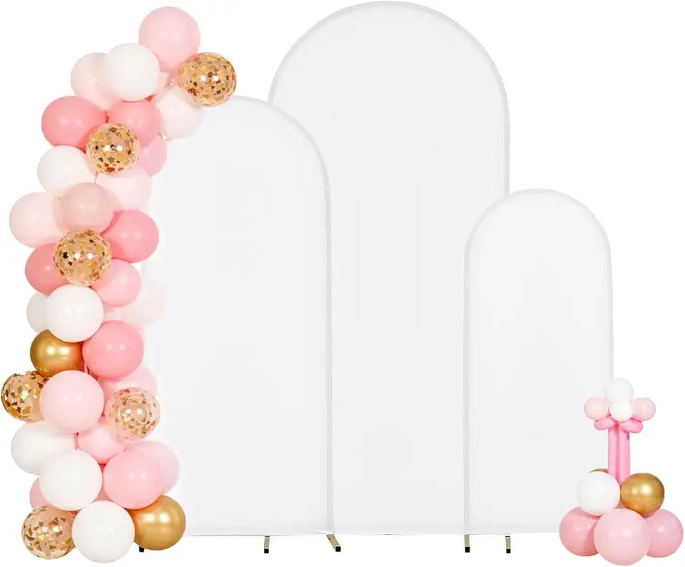VEVOR Arch Backdrop Stand, Set of 3, 6/5/4 ft, Stable Structure, Easy Assembly, Gold Metal Arch Backdrop Stand with Cover, for Wedding, Birthday Party, Graduation, Celebration, and Ceremony Decoration