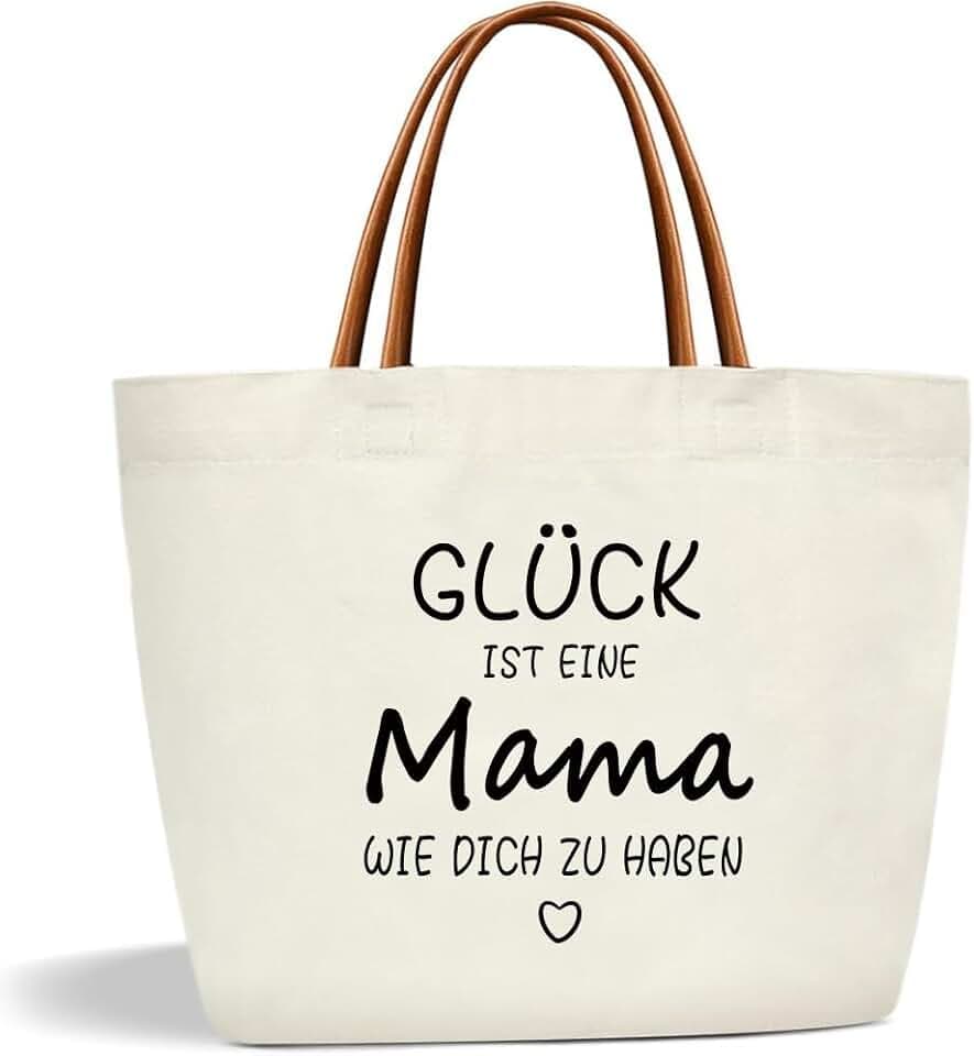Geschenke für Mama, Canvas Tragetasche Mama Geschenk Einkaufstasche Baumwolltasche Stofftasche Shopper Damen Tote Bag Handtasche, Geschenkidee für Mutter zum Geburtstag, Muttertag, Weihnachten
