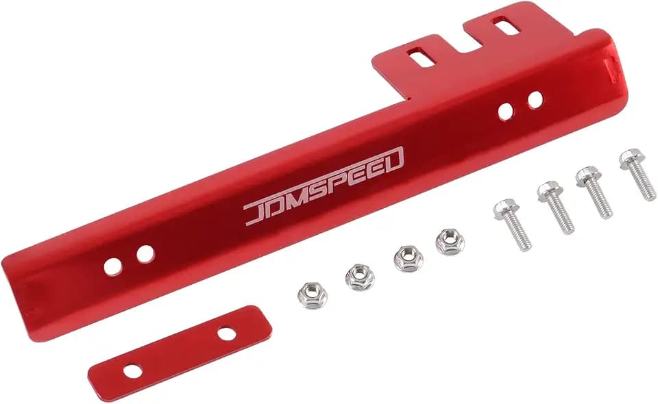 JDMSPEED Universal Red Front Bumper License Plate Mount Bracket Relocator Holder Bar