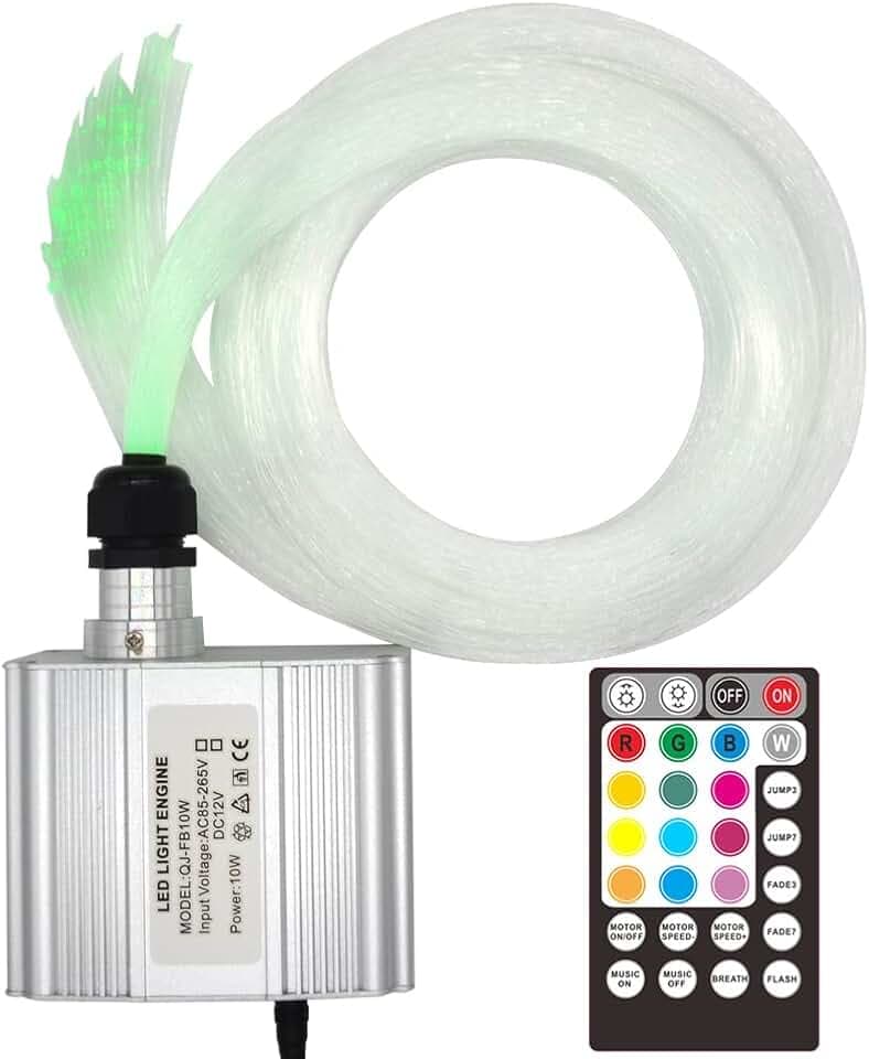 Led Twinkle Fiber Optic Lights Star Ceiling Kit Headliner 10W RGBW RF Remote 200 Strands 6.5ft/2m Optical Fiber Lights for Cars and Room
