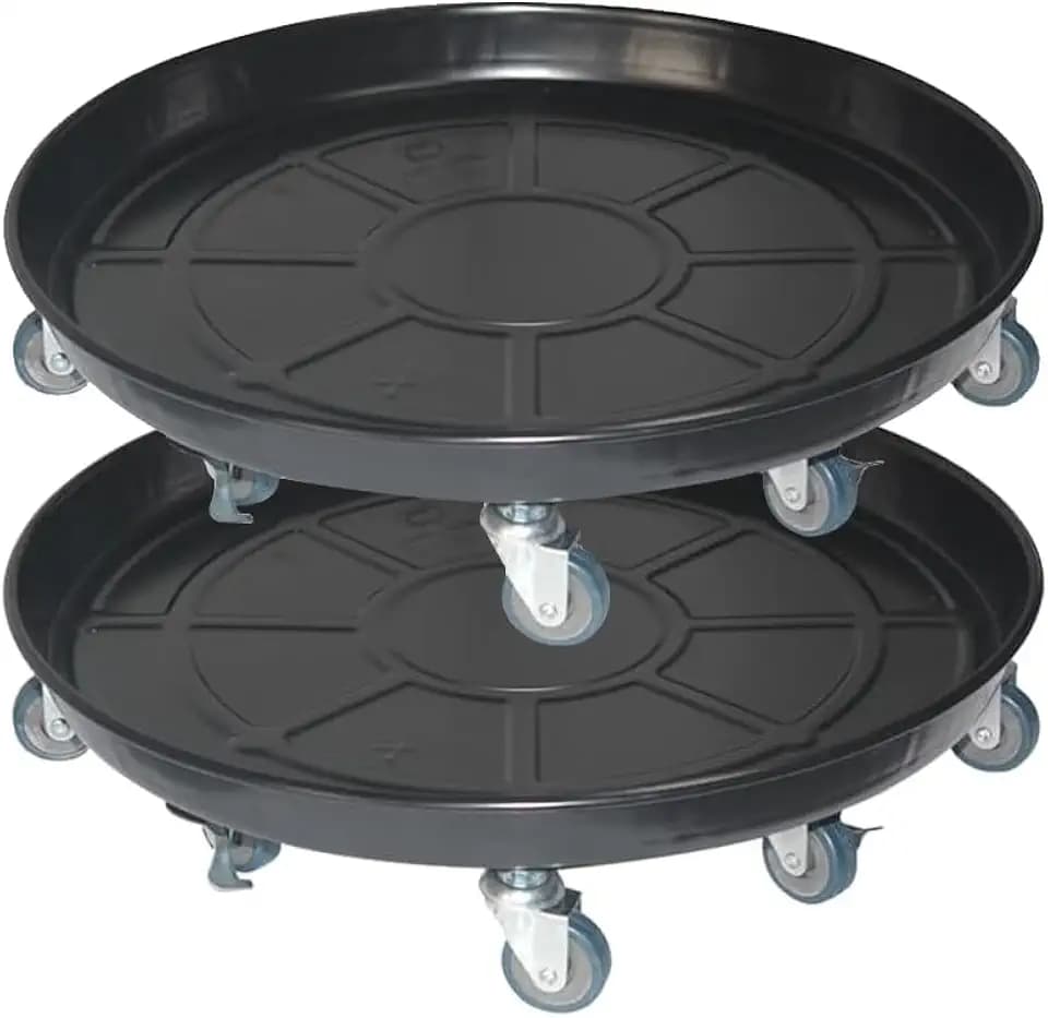 2 Pack 20" Heavy Duty Plant Dolly with Wheels, 380lbs Metal Rolling Plant Stand with Casters, Round Wheeled Planter Caddy Roller Base Carry Potted Tree Flower Pot for Indoor Outdoor Garden, Black