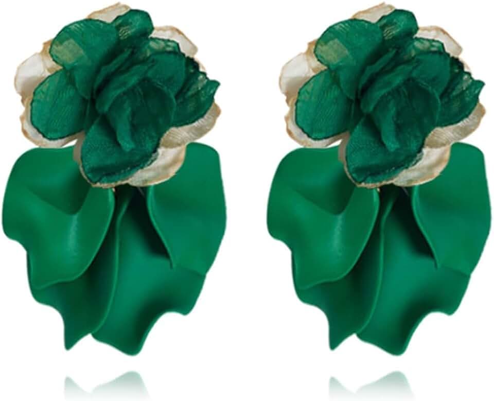Bohemian Fabric Tassel Rose Flower Lightweight Dangle Drop Earrings Unique Gold Spray Camellia Stud Earrings For Women