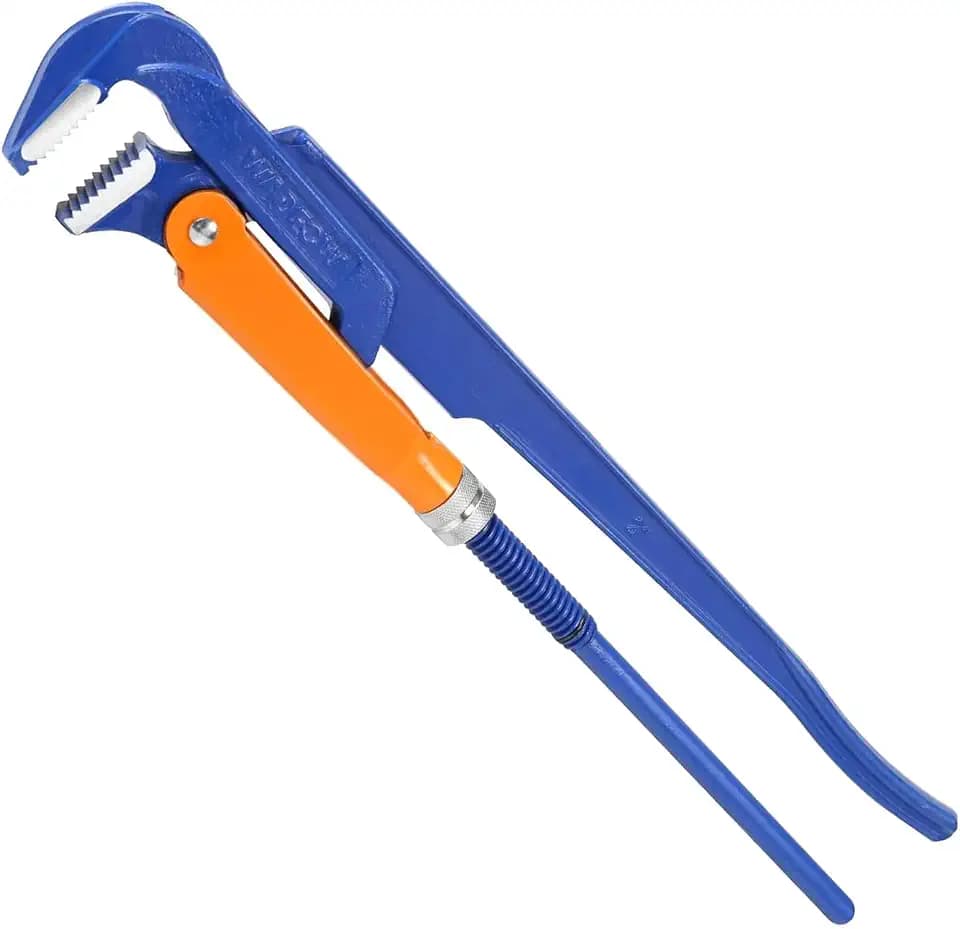 WADFOW Swedish Pattern Type A pipe Wrench: Size 1 1/2" with 55 mm Max Jaw Opening, 15 inch x 90 Degree Angle Corner Pipework, Red Lacquered Finish