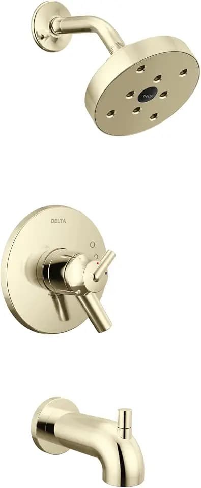 Delta Trinsic 17 Series Dual-Function H2Okinetic Bathtub and Shower Faucet Set, Polished Nickel 2-Handle Shower ValveTrim Kit, Polished Nickel T17459-PN (Valve Not Included)